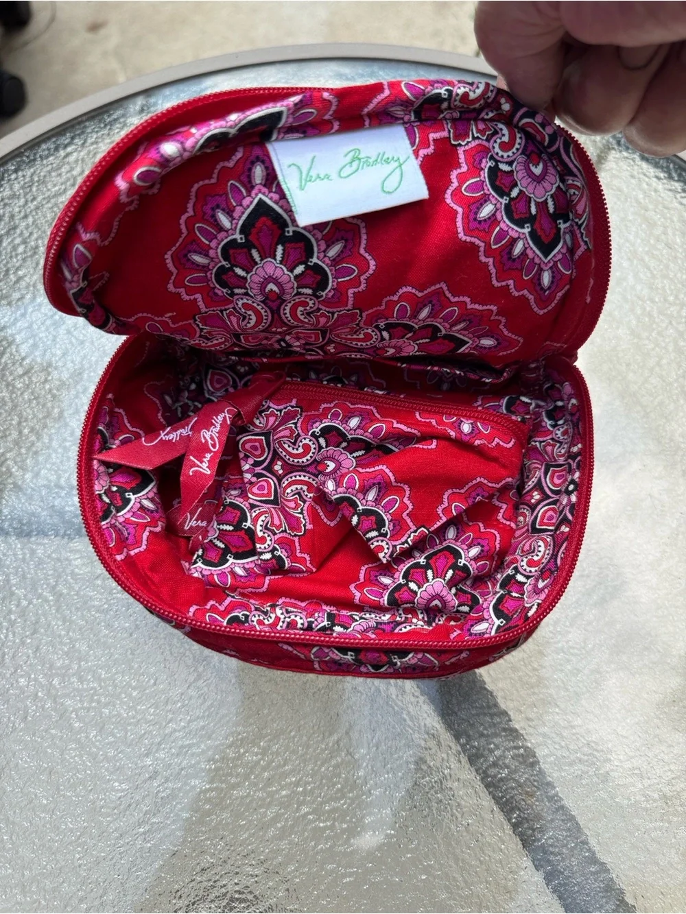 Vera Bradley Red Paisley Quilted Travel Makeup Pouch